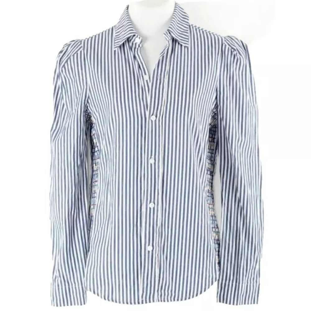 Greyson Blue White Stripe Multi-color Side Smock Long Sleeve Button-Down Shirt